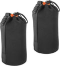 PATIKIL Camera Lens Bag, 2 Pcs 3.7" ID x 9.8" H Drawstring Lens Pouch with Thick Protective Neoprene, Lens Case for DSLR Camera Lens, Water Coffee Cups Black, Orange by PATIKIL