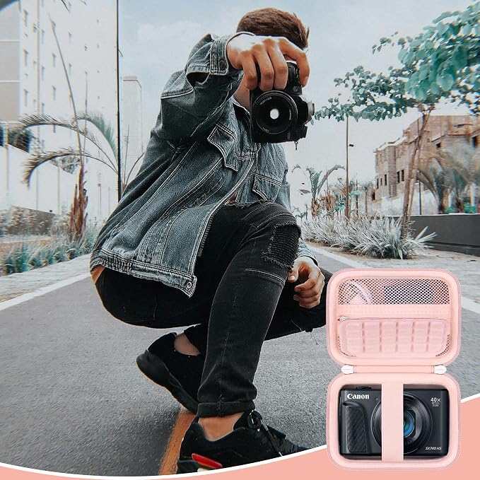 Carrying Case for Canon PowerShot SX740 HS, SX730 HS Camera, Pink | SX720 HS, SX620 HS, G7 X Mark III, G7 X Mark II Digital Camera, Storage Holder Travel Bag with Mesh Pocket for Battery Pack - Image 7