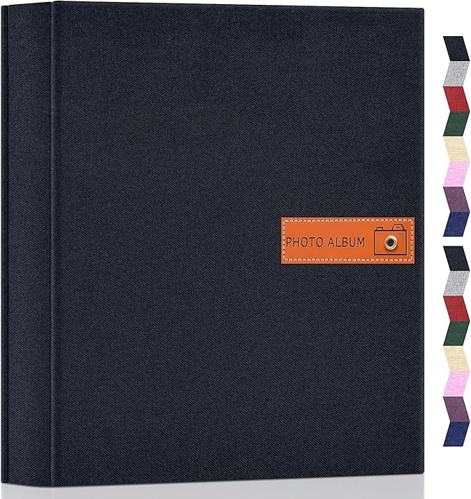 Popotop 4x6 Photo Album 1000 Pictures, Linen Hardcover, Reinforced Spine | Extra-Large 1000-Photo Capacity, Acid-Free PP Slip-In Pockets, 5 Photos per Page, Black Inner Pages, No Memo Space by Popotop