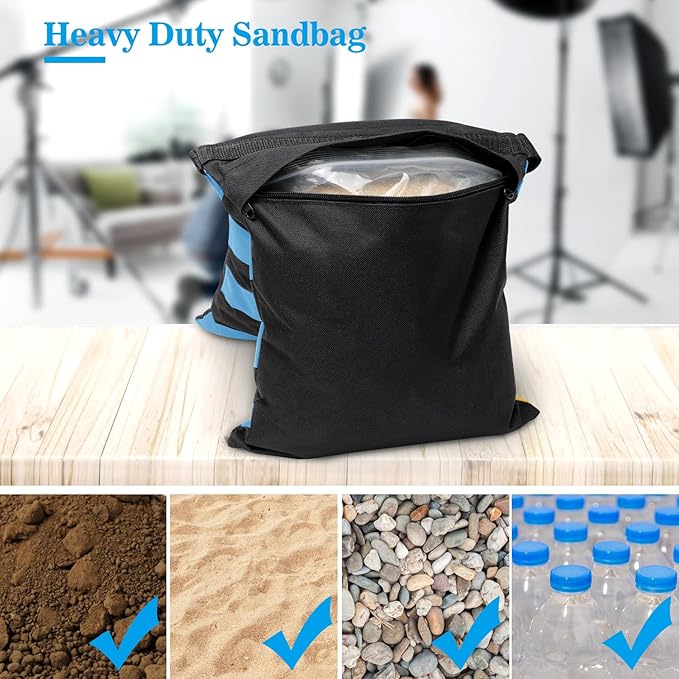 4 Packs Blue Sandbag Weight Bags for Light Photography Video Equipment | Heavy Duty Saddlebags for Backdrop Stand, Photo Tripod, Canopy, Pop up Tent, Umbrella Base, Fishing Chair, Picnic Table - Image 3