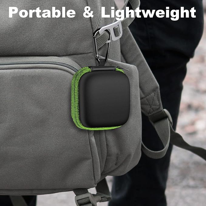 Square Earbud Case Portable EVA Carrying Case Storage Bag Cell Phone Accessories Organizer with Carabiner for Earphone, Earbud, Earpieces, SD Memory Card, Camera Chips, Tech Pouch, Green - Image 8