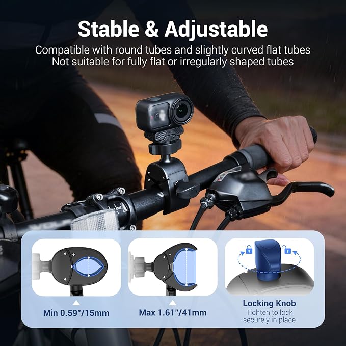 JJC Magnetic Bike Pole Mount for DJI Osmo Action 6 & Nano,with Ball Head | Handlebar Bike Pole Mount Motorcycle Clamp Mount,Lightweight ABS Crab Clamp for Round Pipe Tube Desk,w. Quick Release Mount - Image 4