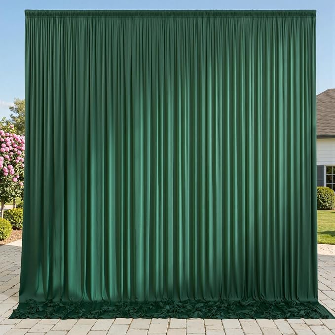 10ft x 10ft Wrinkle Free Hunter Green Backdrop Curtains for Parties, Polyester Photo Backdrop Drapes for Wedding Birthday Party Photography Background Photoshoot by ENJOYYOURPARTY