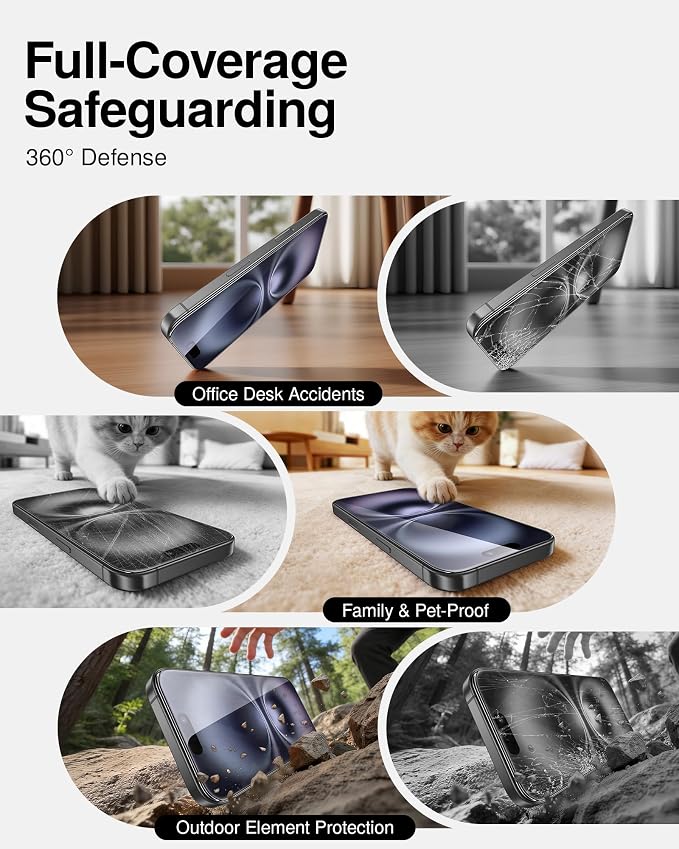 SMARTDEVIL 2 Pack Tempered Glass for iPhone 16 Plus/15Plus Screen Protector | Military-Grade Shatterproof Protection, Crystal Clear, 9H Hardness, Fast & Easy Installation, Scratch Proof, Case Friendly - Image 3