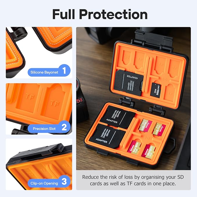 Tomat 24 Slots Mirco SD Card Case Water-Resistant Anti-Shock Card Storage Case for Insta360 Luna Ultra/Mini 5 pro/Mini 4k/Mini 3/Pocket 3, Support 8 SD Cards 14 Micro Cards and 2 Nano Sim Cards - Image 5