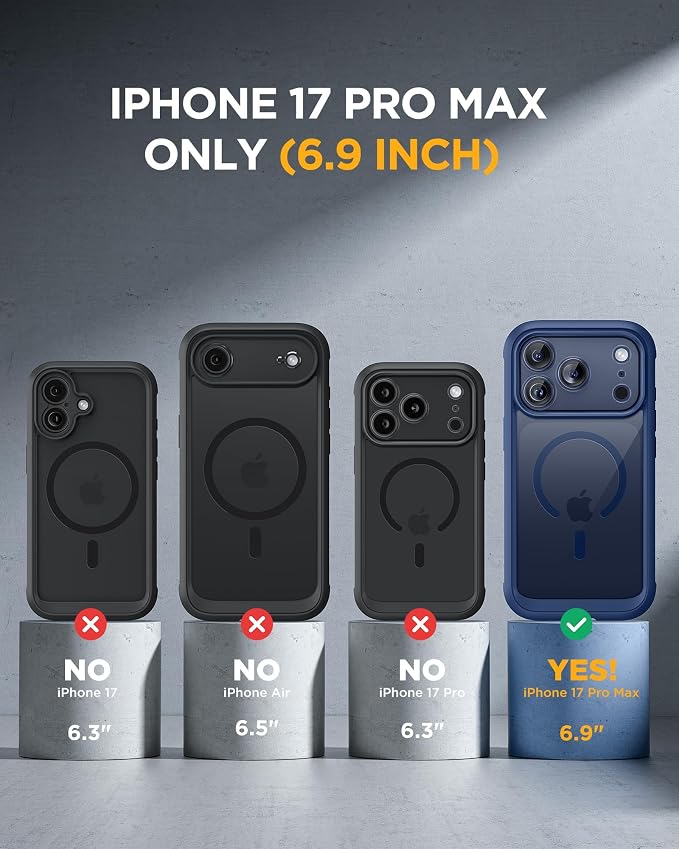Miracase for iPhone 17 Pro Max Case with Privacy Screen Protector, Blue | Compatible with MagSafe, 360° Full Body Protection, Full Camera Protection, Military-Grade Shockproof Phone Case 6.9" - Image 7