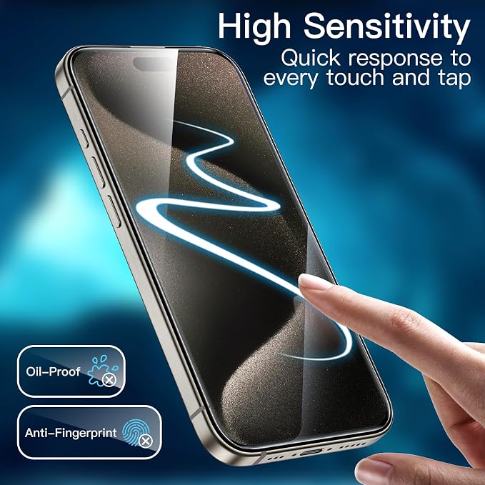 JETech Screen Protector for iPhone 15 Pro Max, 2+2 Pack | with Camera Lens Protector, HD Clear Tempered Glass, Anti-Scratch Protection, Easy Installation Tool - Image 7