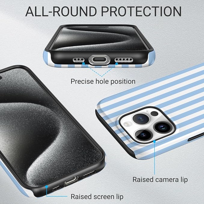 TPU Phone Case for iPhone 13 Pro Max, MagSafe Wireless Charging Compatible, Shockproof Slim Fit Protective Cover with Anti-Yellowing & Raised Camera Protection (Blue Stripe, iPhone 13 Pro Max) - Image 3