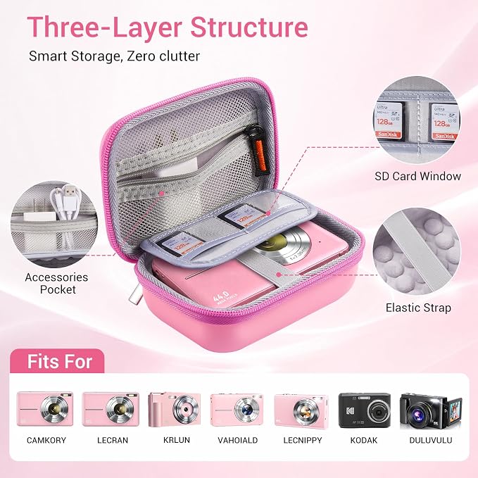 CoBak Carrying & Protective Case for Digital Camera,CAMKORY/Lecran/Duluvulu | for KODAK FZ55,FZ245,PIXPRO C1,WPZ2/Canon PowerShot ELPH 360/Sony DSCW800,DSCW830/Krlun/Lecnippy/Nsoela/VAHOIALD FHD 1080P - Image 3