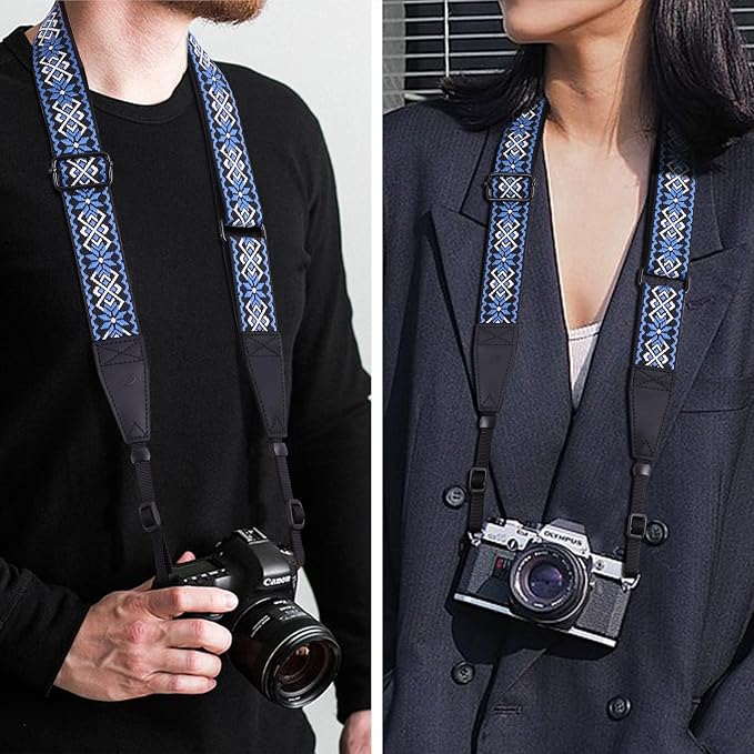 Padwa Lifestyle Adjustable Camera Strap - 1.5" Full Grain Leather Ends Camera Straps for Photographers, Adjustable Neck Shoulder & Crossbody Cotton Strap Quick Release for Cameras and Binoculars - Image 5