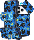 Buleens for iPhone 17 Pro Case 6.3 Inch - with Ring Stand & Camera Cover Aesthetic Cute Designed for Women Girls Girly Kawaii Blue Cat Stars Phone Case for iPhone 17 Pro Compatible with Magsafe by Buleens