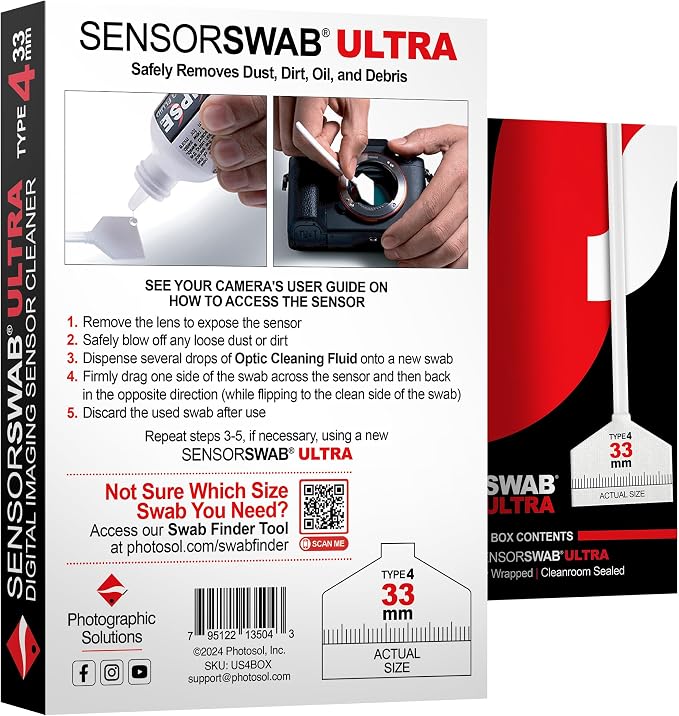 Photographic Solutions Sensor Swab Ultra 33mm Type-4 Digital Imaging Sensor Cleaner Swabs for Cleaning Medium Format Mirrored or Mirrorless Cameras. Sensor Dust & Oil Remover (Pack of 12) - Image 8