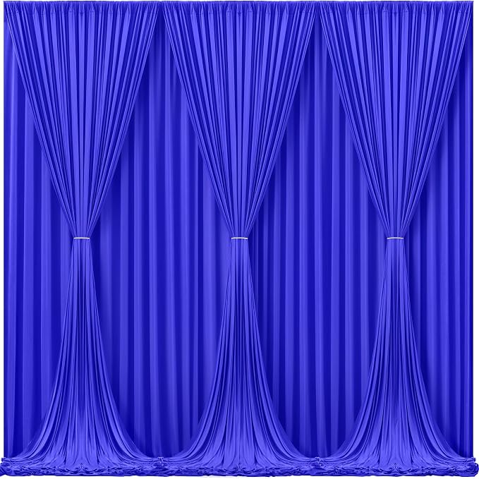 Royal Blue Backdrop Curtain 6 Panels-Wrinkle-Free Royal Blue Curtains Polyester Photography Drapes for Baby Shower Birthday Party Photo Background Backdrop Stand- 24 X10FT - Image 2