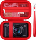 Carrying Case for Canon PowerShot SX740 HS, SX730 HS Camera, Red | SX720 HS, SX620 HS, G7 X Mark III, G7 X Mark II Digital Camera, Storage Holder Travel Bag with Mesh Pocket for Battery Pack by Supmay