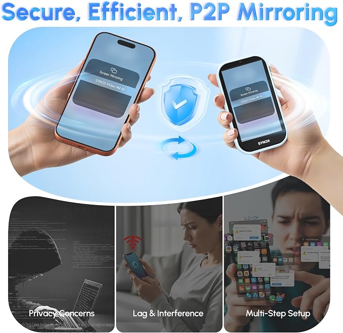 SYNCO Wireless AI Selfie Monitor Screen for iPhone 7-17 Series（Blue） | AI Gesture‑Controlled Phone, 3‑Mode Fill Light, Wireless & Wired Switch Freely, 4.02″Larger Display for TikTop, Youtube - Image 6