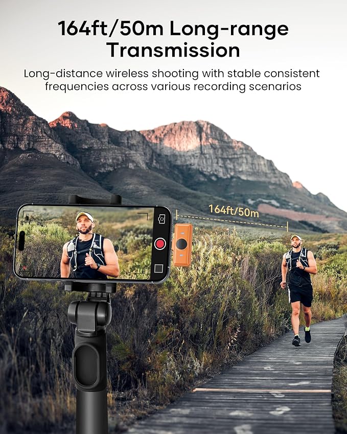 Wireless Lavalier Microphone for iPhone iPad Android with Charging Case 80h Battery Life, Noise Cancellation, 164ft Range Plug-Play Clip On Lapel Mic for YouTube, Video Recording, Vlog (Orange - Image 5