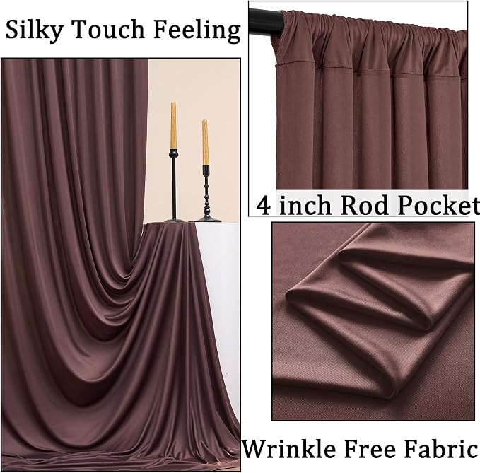 10x8 ft Wrinkle Free Brown Backdrop Curtain for Parties, Thick Polyester Photo Backdrop Drapes 2 Panels for Wedding Birthday Party Photography Background Baby Shower - Image 2