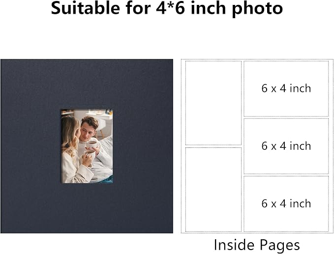 Photo Album 4x6 Pictures 600 Pockets Linen Cover Gray Blue | Front Window, Large Picture Book, Memory Book, Family Travel Wedding Keepsake - Image 2