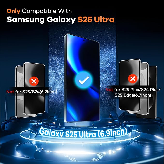 AACL 3-Pack for Samsung Galaxy S25 Ultra Screen Protector Tempered Glass | 9H Glass for S25 Ultra Screen Protector,Fast Alignment Tool,Bubble Free,Dust-free,Fingerprint Unlock,Anti-Scratch,6.9 Inch - Image 2