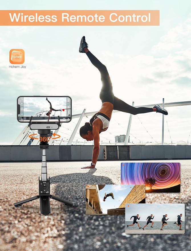 hohem iSteady Q Gimbal 4-in-1 Selfie Stick Tripod with Face Tracking | 4-in-1 Selfie Stick Tripod with 360° Face Tracking, 19.6" Extendable Rod, Bluetooth Remote, Hohem Joy App, 0.43lb Design - Image 9