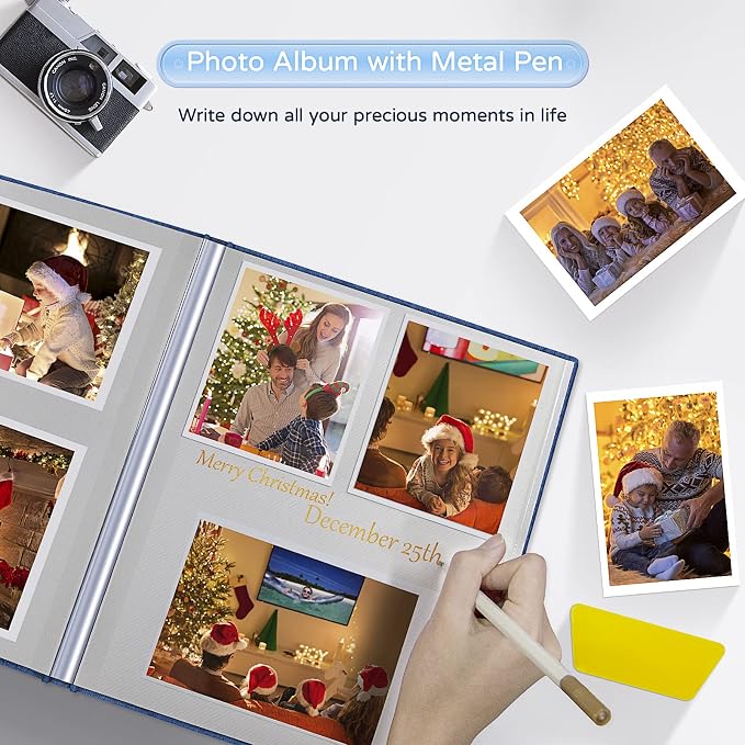 Popotop Large Photo Album Self Adhesive 4x6 5x7 8x10 Scrapbook Album DIY Picture Book,Gifts for Mom,Family Baby and Wedding,with Metal Pen and Plastic Board - Image 5