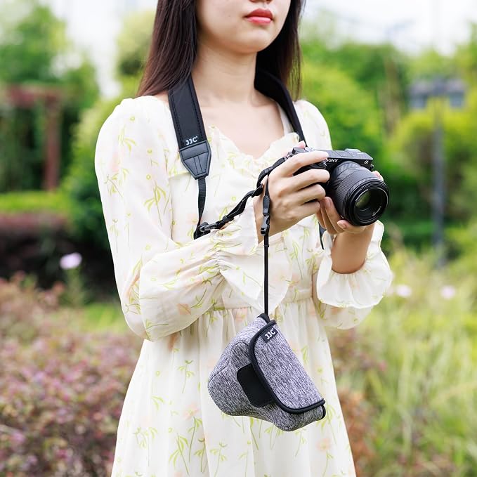 Neoprene Camera Case for Fuji X-T30 III+16-50mm A6400+18-55mm Lens | 6mm thick Neoprene Pouch for fits Camera≤4.9x2.9x5". Scratch-resistant. Touch-fastening flap. without strap - Image 5