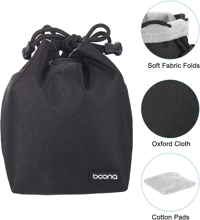 PATIKIL Soft Drawstring Lens Case, Black Oxford Cloth Camera Lens Bag, 6.69 x 4.72 x 9.45 Inches, Waterproof, Shockproof, Unisex - Image 3