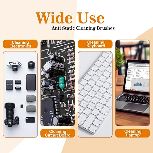 Small Portable Nylon Anti Static Brushes Electronics Computer Keyboard Laptop Cleaning Brush Kit (Black, Set of 8) - Image 2