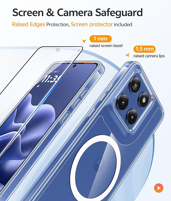 FNTCASE for Motorola Edge 2026 Case, Fit for Magsafe, Screen Protector | Anti Yellowing Magnetic Back, 14FT Military Grade Drop Protection, Shockproof Protective Phone Cover, Transparent - Image 4