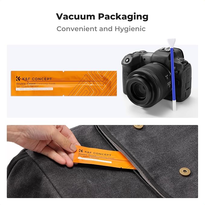 K&F CONCEPT APS-C Sensor Cleaning Kit,with 5 Pack Swabs,20ml Sensor Cleaner | Clean Camera Sensor and View finder,Double layer 270g Swabs,Gentle Cleaning Liquid,for Nikon Sony Canon Camera Clean,MA02 - Image 8