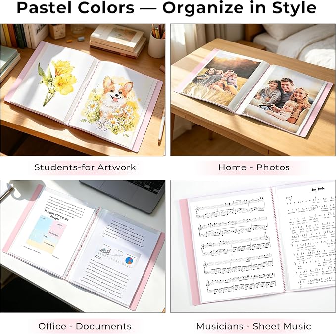 XRUNMIX Art Portfolio 8.5X 11 Inch, 40 Pockets (80 Pages Capacity) Letter Size Display Book with Clear Sheet Protectors, Presentation Folder for Artwork/Documents/Photos - Image 7