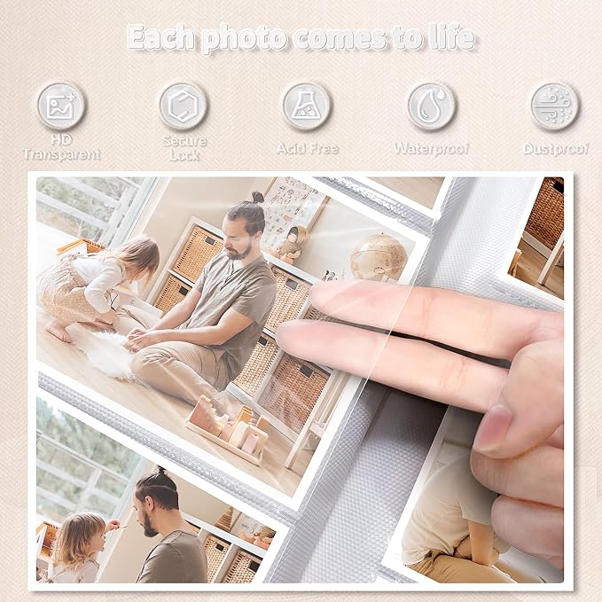 Artfeel Photo Album 4x6 with 1000 Pockets,Slip-in Picture Albums,Linen Cover Memory Book with Front Window,White Page Vertical Photo Book for Wedding,Family,Anniversare,Baby,Vacation - Image 4