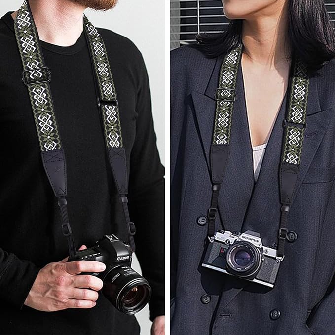 Padwa Lifestyle Adjustable Camera Strap - 1.5" Full Grain Leather Ends Camera Straps for Photographers, Adjustable Neck Shoulder & Crossbody Cotton Strap Quick Release for Cameras and Binoculars - Image 5