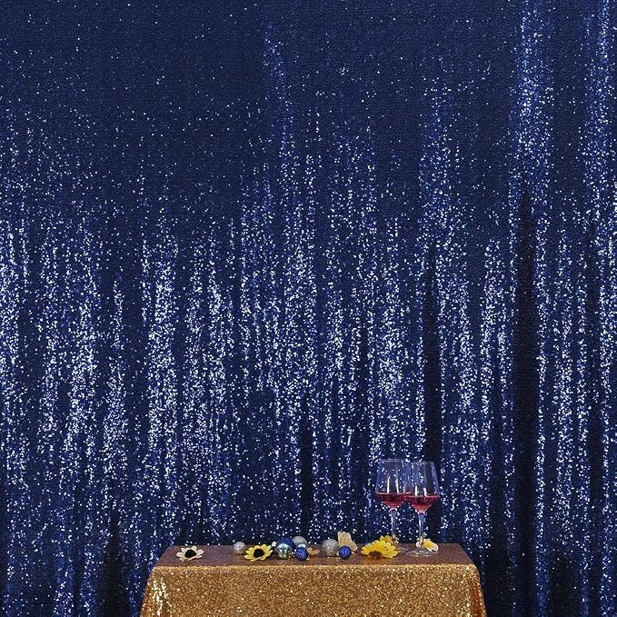 Poise3EHome Blue Sequin Backdrop,8FT x 10FT Sequin Photography Backdrop Curtain for Party Decoration, Navy Blue - Image 7