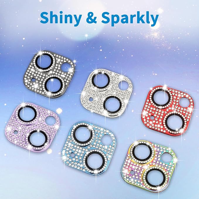 Designed for iPhone 14 and 14 Plus Camera Lens Protector, Bling Rhinestone Sparkle Diamond 9H Tempered Glass Lens Cover Shockproof Full Protective Camera Cover, Black - Image 7