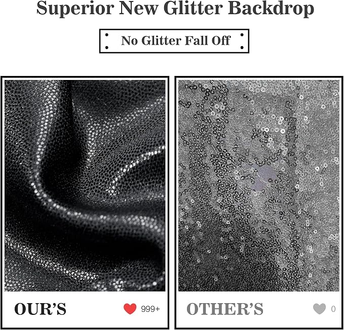 Outpain Thick 10 ft x 10 ft Black Sequin Backdrop Curtain for Parties, Wrinkle Free Glitter Photo Backdrop Drapes 2 Panels 5x10ft Black Back Drop Cloth for Wedding Christmas Photography Background - Image 2
