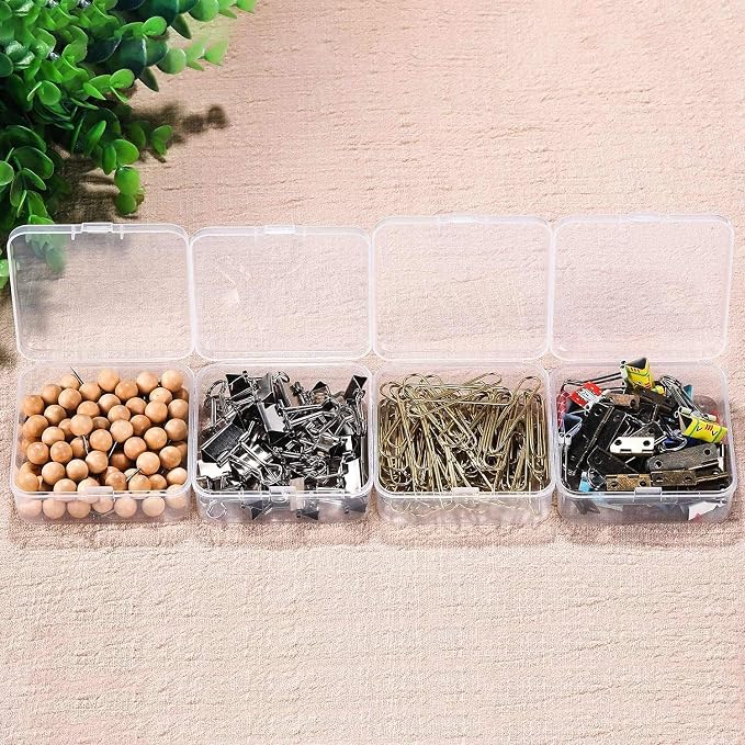 SATINIOR 12 Pack Beads Organizer Box Clear Plastic Beads Storage Containers Box with Hinged Lid for Bracelet Making DIY Jewelry Craft Nail (3.70 x 3.70 x 1.18 Inch) - Image 7