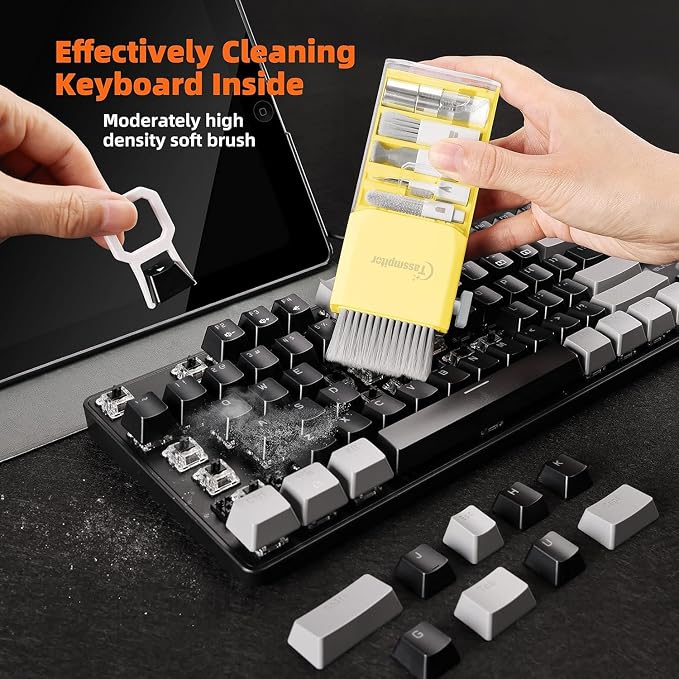 All-in-1 Keyboard Cleaner Laptop Cleaning Kit,Computer Screen-Safe Tools | MacBook iPad iPhone,Electronics Brush Tool for PC Camera Lens Earbuds,Deep Cleaning Spray Cloth, High-Density Soft Brush - Image 2