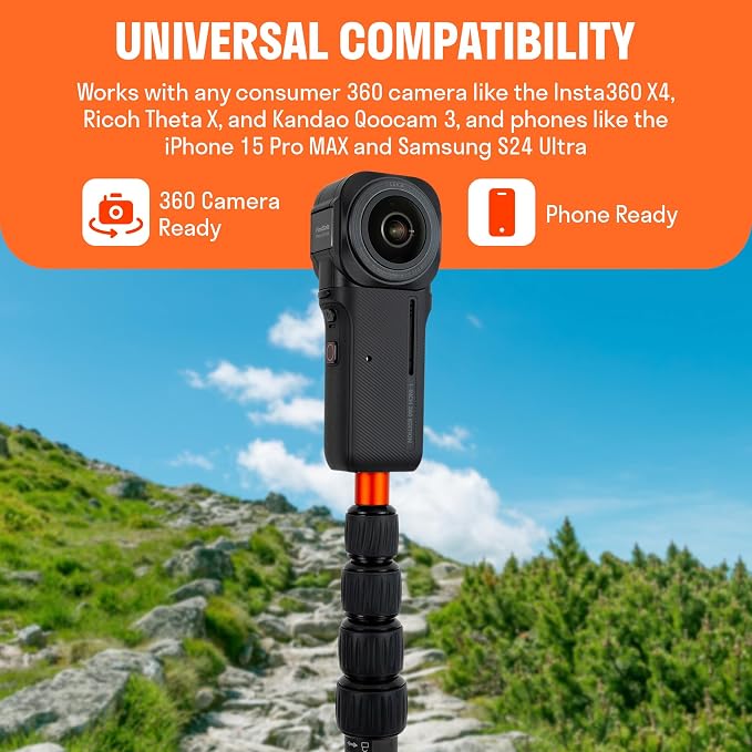 Monopod Pro Carbon Fiber Edition 360 Camera Stand, Compatible with Insta360 X5, X4, X3/DJI Osmo 360/GoPro MAX 2/Ricoh Theta X, Z1/Kandao Qoocam 3 Ultra - Image 6