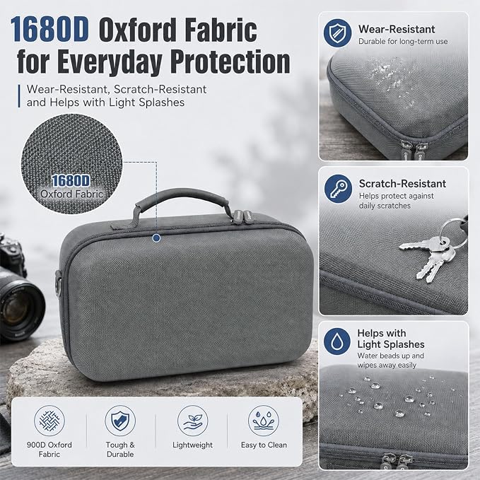 Camera Case for Canon EOS Rebel T7/R50/R100/for Sony a7iv/Mirrorless | EVA hard shell, Oxford fabric, 4 adjustable dividers and 3 mesh pockets for camera travel and home storage-Grey (Case Only) - Image 9