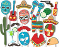 Mexican Fiesta Photo Booth Props Kit - 20 Pack Party Camera Props Fully Assembled by BirthdayGalore