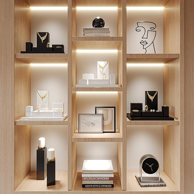 Oirlv White Display Riser for Jewelry Display,Showcase Jewelry Set Holder | Great for Photography or Display Scenarios.Making Jewelry Set Look Better in Photos, Displays or Home Decor,9.84"x4.92"x1.97" - Image 3