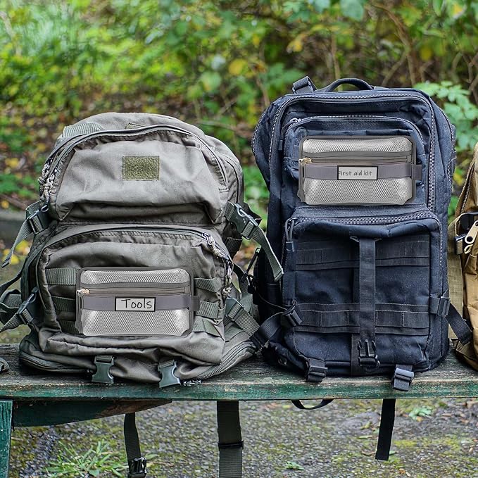 Aliceset 2 Pcs Tactical Pouch Admin Pouch Tactical Bag Insert Panel Organizer with Writable Patches, Molle Panel Accessories Utility Storage Pocket Accessories (Gray,Classic Style) - Image 5