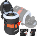 FOMITO M Size Water-Resistant Camera Lens Pouch Bag - Shockproof Protective Case with Mesh Pocket, Compatible with Canon EF-S 17-55mm, Nikon AF-S 18-200mm, Fujifilm XF 56mm & Lenses Under 3.94"x6.1" by FOMITO