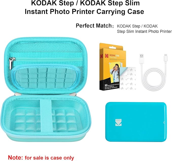 Elonbo Camera Carrying Case for KODAK Step Instant Smartphone Photo Printer | KODAK Step Portable Mini Color Wireless Mobile Printer Hard Travel Bag, Instant Color Picture Printer Storage Holder, Green+ - Image 2