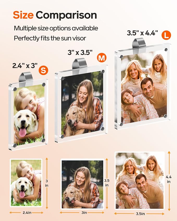 2Pcs 3"x3.5" Magnetic Car Visor Photo Holders - Strong Clip-on Picture Frames for Sun Visor - Personalized Photo Display for Family, Pets & Memories - Car Accessories Christmas Gift with Secure Clips. - Image 9