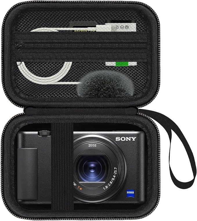 Hard Camera Case for Sony ZV-1/ ZV-1F/ ZV-1 II Digital Vlog Camera, Black | Protective Carrying Bag, Shockproof EVA Shell, Accessory Storage Zip Pocket, Compact Portable, Travel & Photography Use by HESPLUS