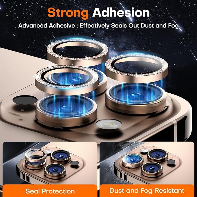 Camera Lens Protector for iPhone 16 Pro Max/16 Pro- Glitter Desert | 9H Tempered Glass, Metal Individual Camera Cover, Accessories, Anti-drop, Case Friendly, HD Clear, Anti-Scratch - Image 2