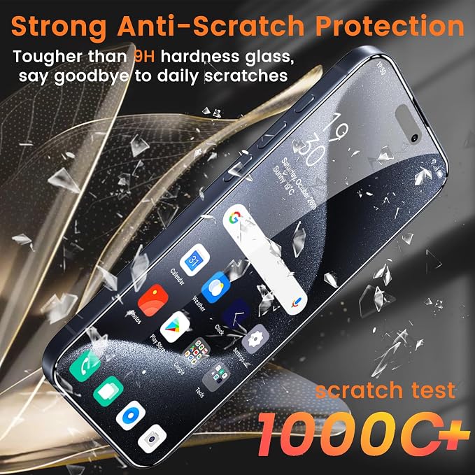 Lesakit 4+4 Pack Privacy Screen Protector for iPhone 15 Pro 6.1-Inch with 4 Pack Camera Lens Protector, Anti Spy Tempered Glass Film 9H Hardness Case Friendly - Image 4