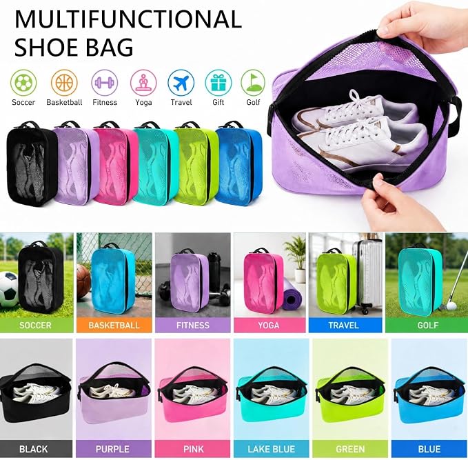 Golf Shoe Bag for Travel, Ventilated Sports Shoes Carrier, Portable Football Boot Organizer for Gym Men Women (1 Pcs-Hot Pink) - Image 9